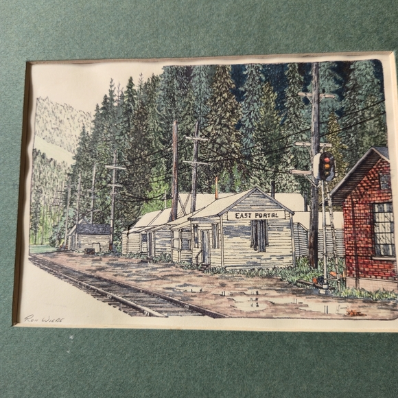 Ron Wiebe XL "East Portal" Framed PNW Railroad Art Print Vintage Train Station - Picture 2 of 9